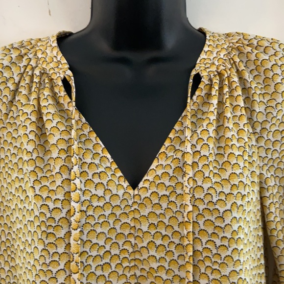 Boden Yellow Print Tie Neck Peasant Top 2P - Picture 2 of 10